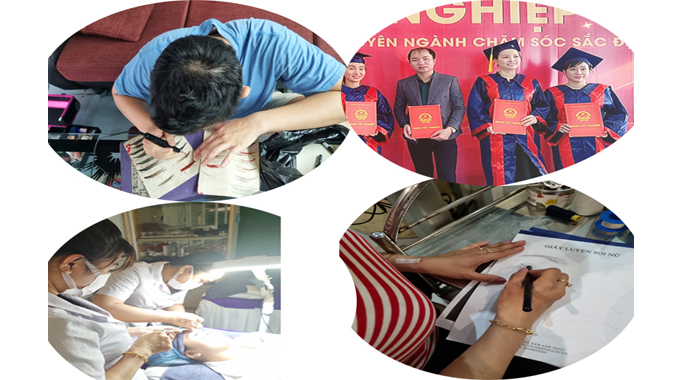 Học vi&ecirc;n thực h&agrave;nh tr&ecirc;n mẫu thật khi đ&oacute;ng Chi ph&iacute; đ&agrave;o tạo phun xăm chuy&ecirc;n nghiệp tại c&aacute;c thẩm mỹ viện lớn TPHCM
